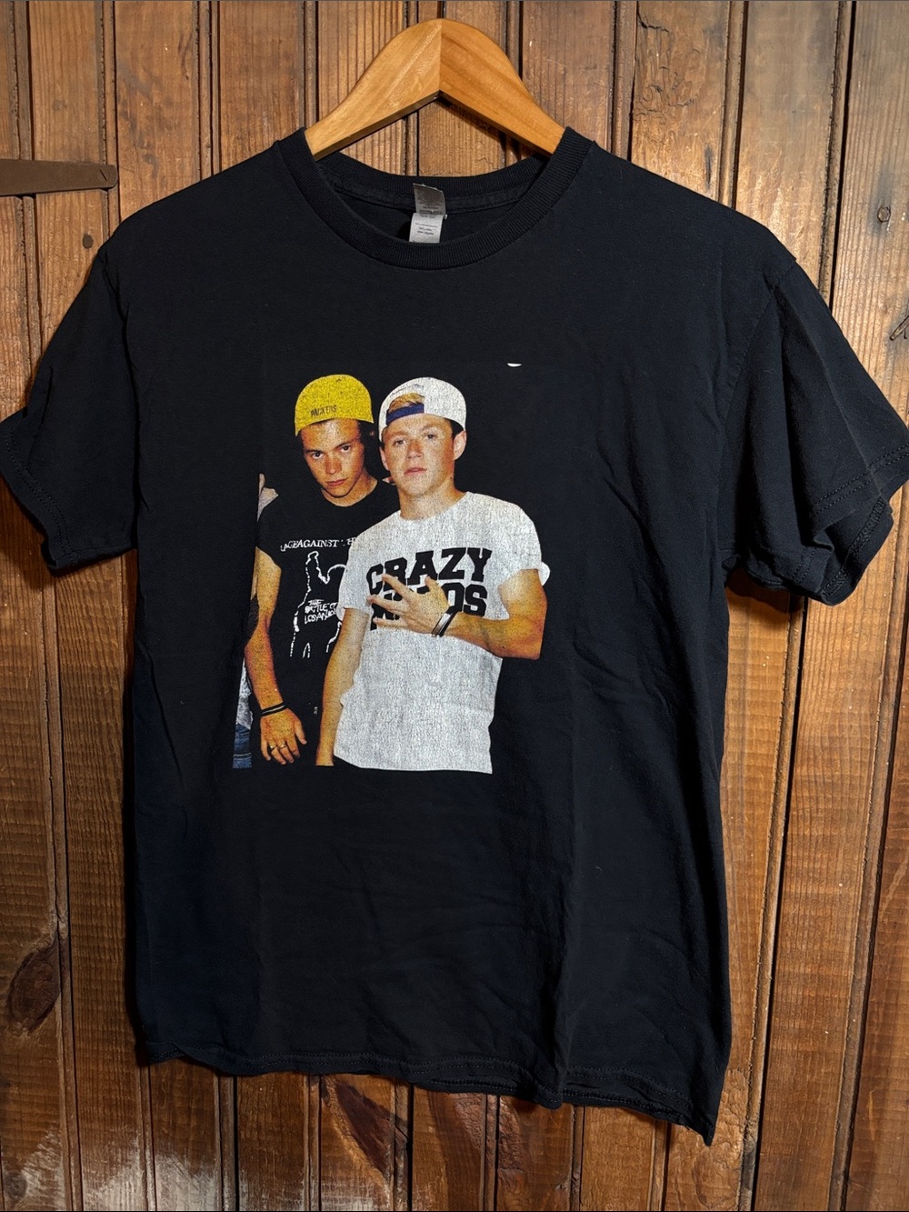Black Graphic Classic One Direction T-Shirt with Photo Print